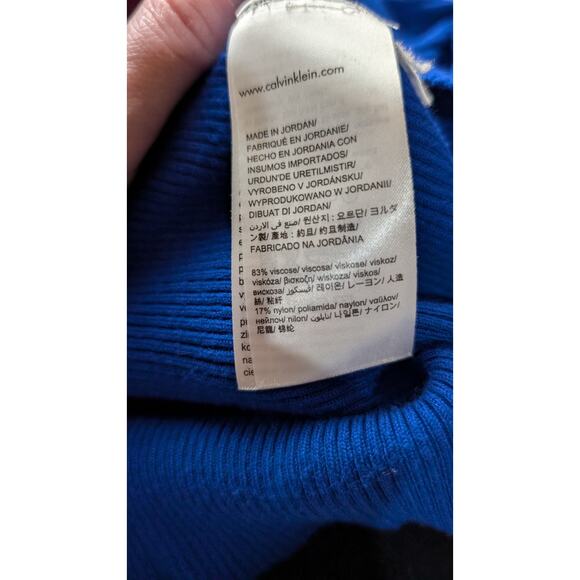 Calvin Klein Womens Royal Blue Long Sleeve Quarter Zip Sweater XL Regal Fitted - Picture 7 of 7